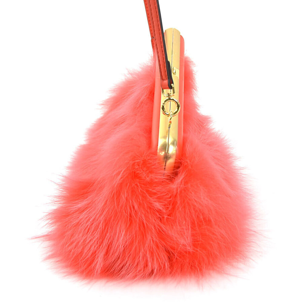 FENDI First Shoulder Bag Fur Leather Red - Picture 2 of 4